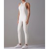 Гладкий комбінізон Leggings Body Crop T-shirt model 56 (White-gray)
